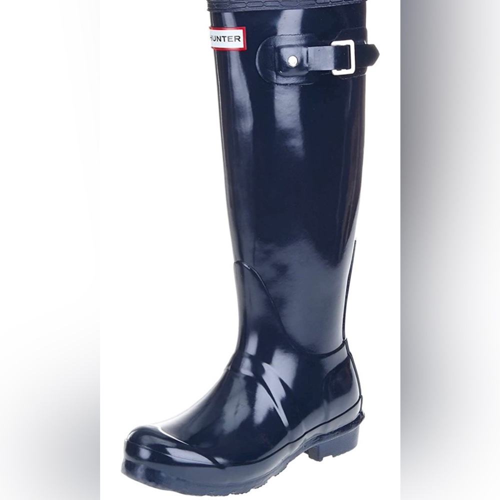Tall Adjustable Hunter Rain Boots (Women) Sz US 7 Navy Blue